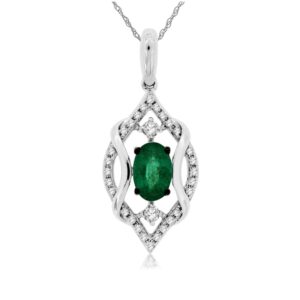 WHITE GOLD EMERALD & DIAMOND PENDANT WC7777E