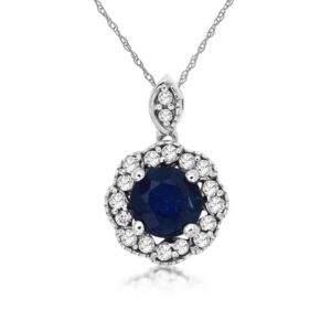 WHITE GOLD SAPPHIRE & DIAMOND PENDANT WC8308S