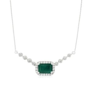 WHITE GOLD EMERALD & DIAMOND NECKLACE WH1684E