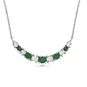 WHITE GOLD EMERALD & DIAMOND NECKLACE WC9517E