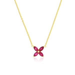 YELLOW GOLD RUBY & DIAMOND NECKLACE H2655RB