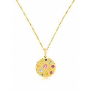 YELLOW GOLD MIXED SAPPHIRE NECKLACE H2935M