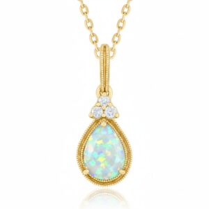 YELLOW GOLD OPAL & DIAMOND PENDANT M7016