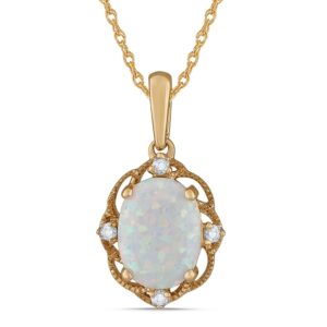 YELLOW GOLD OPAL & DIAMOND PENDANT M6220