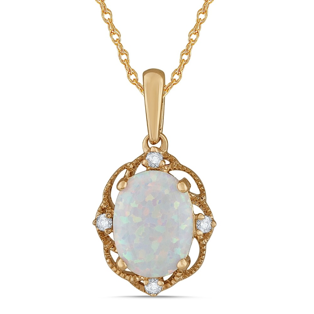 YELLOW GOLD OPAL & DIAMOND PENDANT M6220
