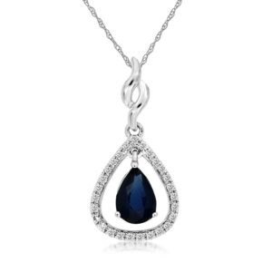 WHITE GOLD SAPPHIRE & DIAMOND PENDANT WC8421S