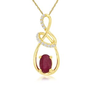 YELLOW GOLD RUBY & DIAMOND PENDANT H1429RB