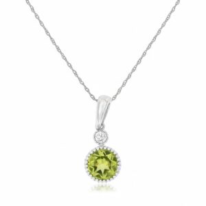 WHITE GOLD PERIDOT & DIAMOND PENDANT WH1856X