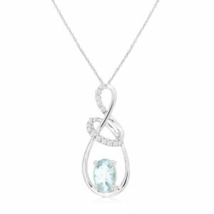 WHITE GOLD AQUAMARINE & DIAMOND PENDANT WH1429Q
