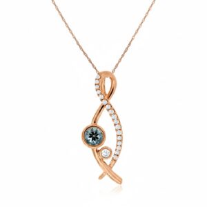 ROSE GOLD AQUAMARINE & DIAMOND PENDANT PC6763Q