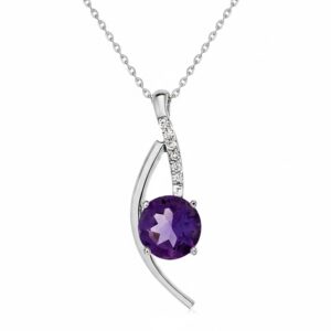 WHITE GOLD AMETHYST & DIAMOND PENDANT WC4828A