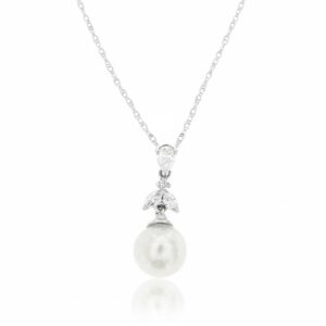 WHITE GOLD PEARL & DIAMOND PENDANT WH2639P