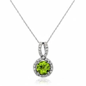 WHITE GOLD PERIDOT & DIAMOND PENDANT WC6101X