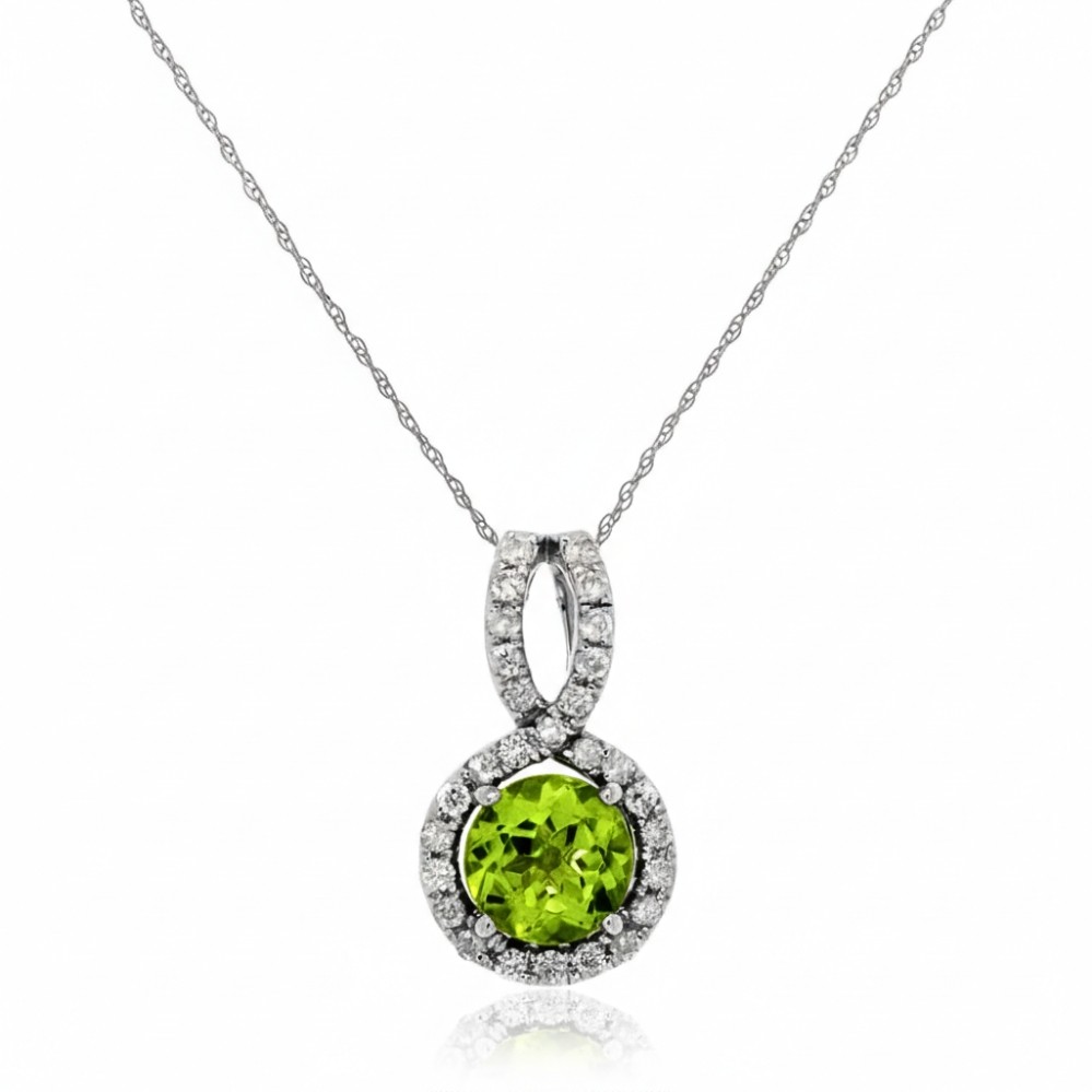 WHITE GOLD PERIDOT & DIAMOND PENDANT WC6101X