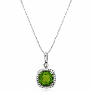 WHITE GOLD PERIDOT & DIAMOND PENDANT WC7497X