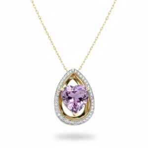 YELLOW GOLD AMETHYST & DIAMOND PENDANT C3280A