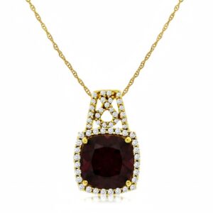 YELLOW GOLD GARNET & DIAMOND PENDANT C6531G