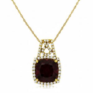 YELLOW GOLD GARNET & DIAMOND PENDANT C6531G