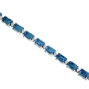 WHITE GOLD BLUE TOPAZ & DIAMOND BRACELET WC3353B