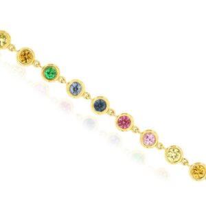 YELLOW GOLD MIXED COLOR SAPPHIRE BRACELET H2948M