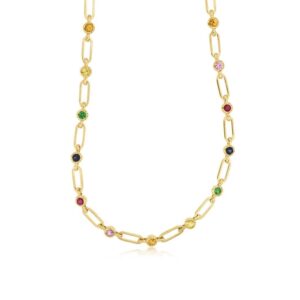 YELLOW GOLD MIXED SAPPHIRE NECKLACE H2938M