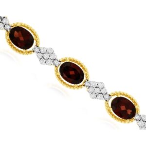 YELLOW GOLD GARNET & DIAMOND BRACELET C9360G