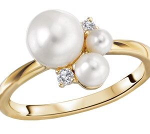 14K YELLOW GOLD PEARL AND DIAMOND RING 311518-7Y