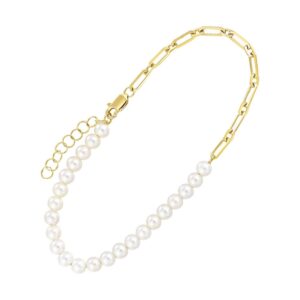 YELLOW GOLD PEARL BRACELET BC10547-NPL