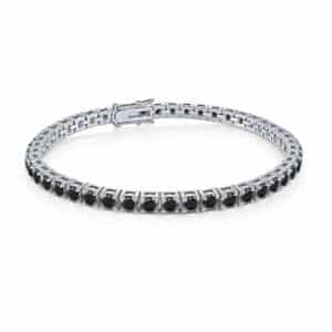 ITALGEM STEEL BLACK-CZ SIDE-CLASP TENNIS BRACELET SMB629-SI-BCZ-8.5