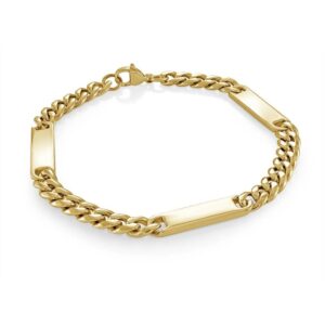 ITALGEM STEEL GOLD-IP CURB 3-PLATE BRACELET SMB644-N3-8.5