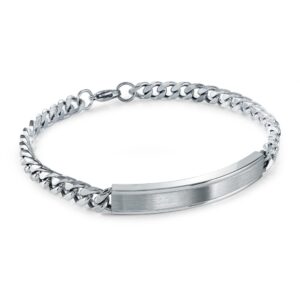 ITALGEM STEEL ID-PLATE CURB BRACELET SMB802