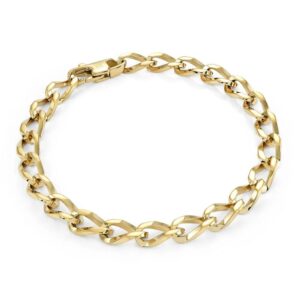 ITALGEM STEEL GOLD-IP CURB-LINK H-CLASP BRACELET SWB245-GO-7