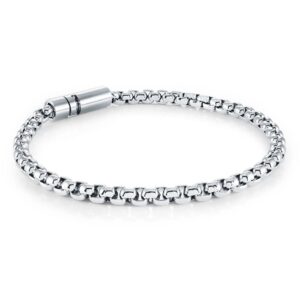 ITALGEM STEEL BOX-LINK SWIVEL-MATTE-CLASP BRACELET SMB832-8
