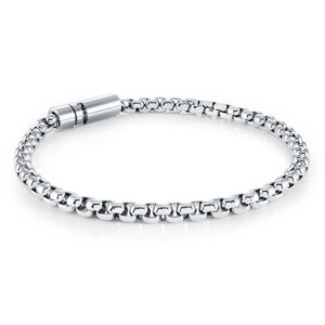 ITALGEM STEEL BOX-LINK SWIVEL-MATTE-CLASP BRACELET SMB832-8