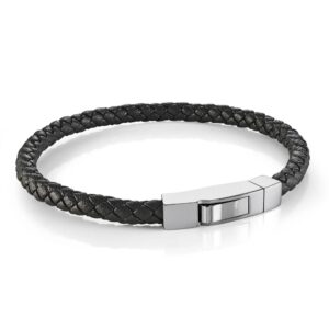 ITALGEM STEEL PUSH CLASP LEATHER BRACELET SLB680-8