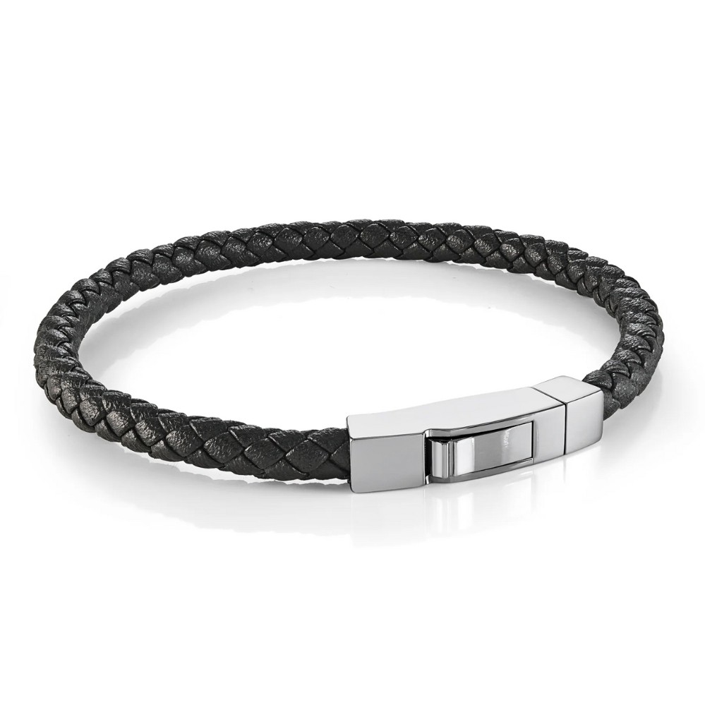 ITALGEM STEEL PUSH CLASP LEATHER BRACELET SLB680-8