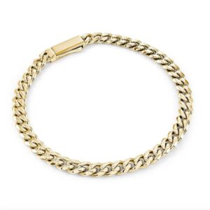 ITALGEM STEEL GOLD-IP CURB KEY-CLASP BRACELET SMB833-GO-8