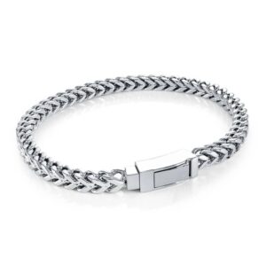 ITALGEM STEEL SQUARE-FRANCO BOX-PUSH-CLASP BRACELET SMB830-8.5