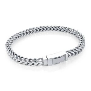 ITALGEM STEEL SQUARE-FRANCO BOX-PUSH-CLASP BRACELET SMB830-8.5