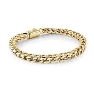 ITALGEM STEEL GOLD-IP FRANCO SQUARE-CLASP BRACELET SMB804-GO-8.5