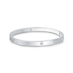 ITALGEM STEEL WHITE-CZ BANGLE SWBG114