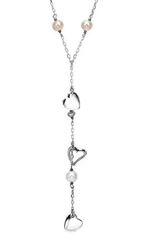 STERLING SILVER PINK PEARL "Y" NECKLACE 1145SN01-SS
