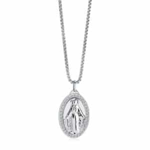 ITALGEM STEEL MARIA REVERSIBLE-OVAL WHITE-CZ NECKLACE SP453