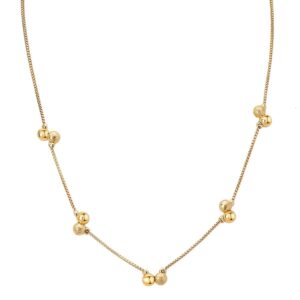 YELLOW STAINLESS STEEL 5-STATION BEAD NECKLACE 857571-NY