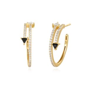 ANIA HAIE GOLD PAVE DOUBLE ARROW STUD HOOPS E059-18G