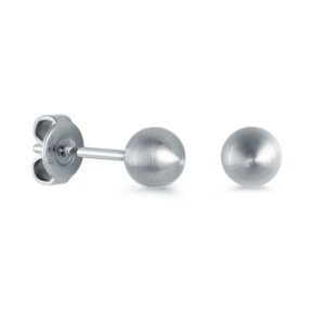 ITALGEM STEEL BRUSHED BALL STUD EARRINGS SEA323-S