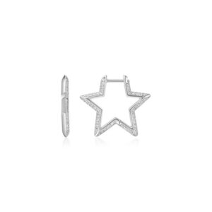 ANIA HAIE SILVER MEDIUM STAR PAVE HOOP EARRINGS E064-05H