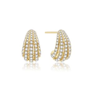 ANIA HAIE GOLD PAVE SHRIMP STUD HOOP EARRINGS E072-08G