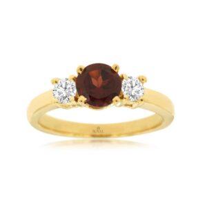 YELLOW GOLD GARNET & DIAMOND RING 3926G