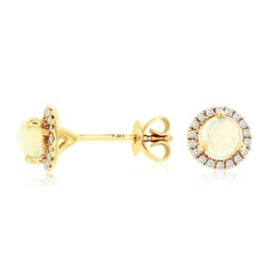 YELLOW GOLD OPAL & DIAMOND EARRINGS C6404F